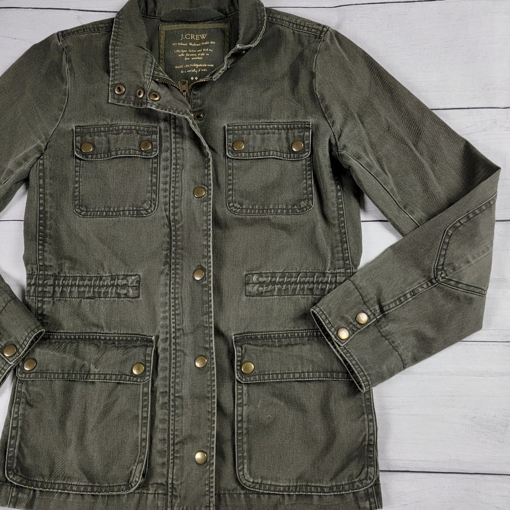 J Crew Relaxed Boyfriend Field Jacket Green XS - Picture 4 of 9